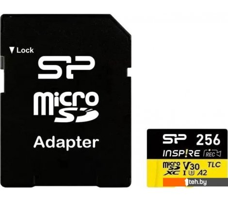  - Карты памяти Silicon-Power Inspire microSDXC SP256GBSTXLA2V1NSP 256GB (с адаптером) - Inspire microSDXC SP256GBSTXLA2V1NSP 256GB (с адаптером)