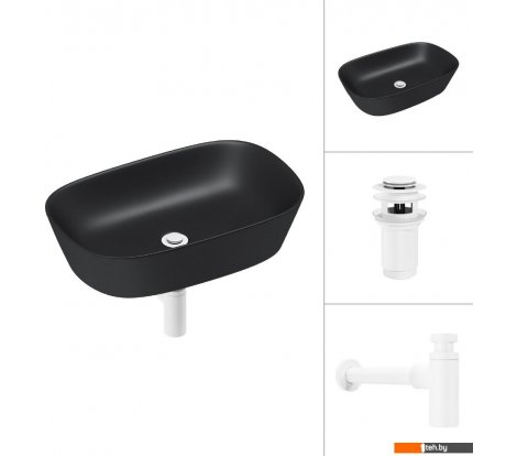  - Умывальники Lauter 21393-60-A + клапан 21190W + сифон 21635W (белый матовый) - 21393-60-A + клапан 21190W + сифон 21635W (белый матовый)