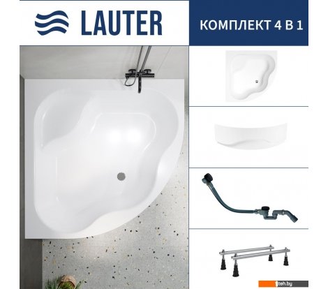  - Ванны Lauter Majestica 150x150 21040150 (с ножками, лицевым экраном и сифоном 21Y32001 матовый черный) - Majestica 150x150 21040150 (с ножками, лицевым экраном и сифоном 21Y32001 матовый черный)