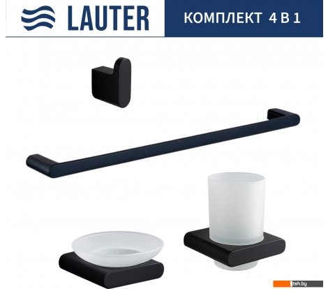  - Аксессуары для ванной и туалета Lauter 21SH57062 + 21SH57052 + 21SH57092 + 21SH70102 (Matt Black, 4 предмета) - 21SH57062 + 21SH57052 + 21SH57092 + 21SH70102 (Matt Black, 4 предмета)