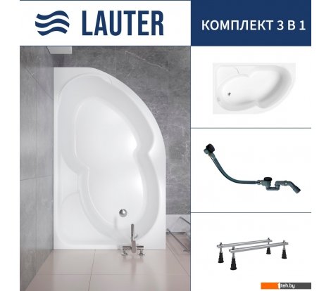  - Ванны Lauter Geneva 170x105 2103170L (с ножками и сифоном 21Y32001 матовый черный) - Geneva 170x105 2103170L (с ножками и сифоном 21Y32001 матовый черный)