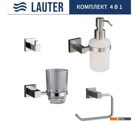 - Аксессуары для ванной и туалета Lauter 21SH6061 + 21SH6171 + 21SH6091 + 21SH6071 (Chrome, 4 предмета) - 21SH6061 + 21SH6171 + 21SH6091 + 21SH6071 (Chrome, 4 предмета)