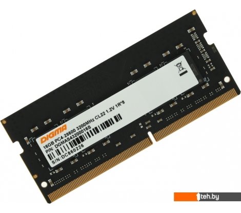  - Оперативная память Digma 16ГБ DDR4 SODIMM 3200 МГц DGMAS43200016S - 16ГБ DDR4 SODIMM 3200 МГц DGMAS43200016S