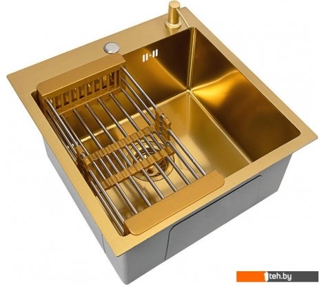 - Кухонные мойки Basic CL DS Decor 45x50 (золото, коландер, дозатор) - CL DS Decor 45x50 (золото, коландер, дозатор)