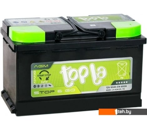  - Автомобильные аккумуляторы Topla TOP AGM Stop&Go TAG80 (80 А·ч) - TOP AGM Stop&Go TAG80 (80 А·ч)