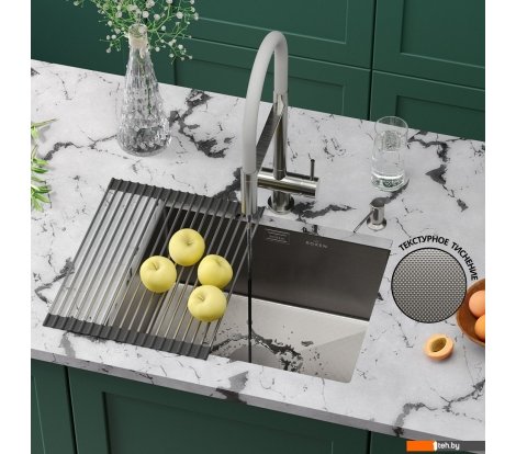  - Кухонные мойки Roxen Uno 560210-54-GR сатин/текстурная (с ролл-матом и дозатором) - Uno 560210-54-GR сатин/текстурная (с ролл-матом и дозатором)
