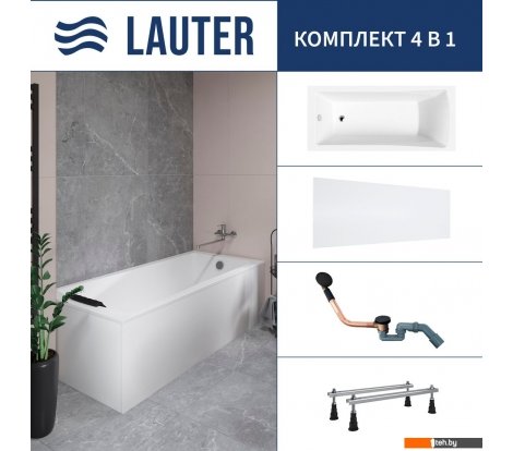  - Ванны Lauter Aurora 150x70 21010050 (с ножками, лицевым экраном и сифоном 21Y11021 матовый черный) - Aurora 150x70 21010050 (с ножками, лицевым экраном и сифоном 21Y11021 матовый черный)