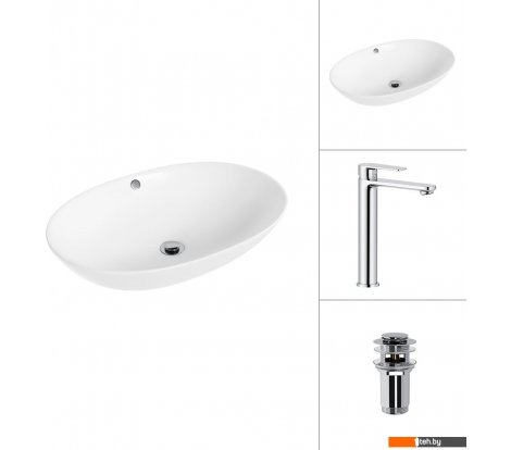  - Умывальники Lauter 21709 + Moon 21СK81691C с донным клапаном 21190CH (хром) - 21709 + Moon 21СK81691C с донным клапаном 21190CH (хром)