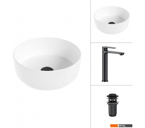  - Умывальники Lauter 21499-31 + Moon 21СК8691BS с донным клапаном 21190B (черный матовый) - 21499-31 + Moon 21СК8691BS с донным клапаном 21190B (черный матовый)