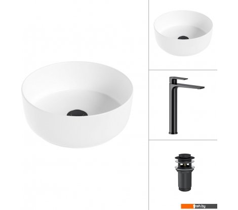  - Умывальники Lauter 21499-31 + Reef 21CK8678BS с донным клапаном 21190B (черный матовый) - 21499-31 + Reef 21CK8678BS с донным клапаном 21190B (черный матовый)
