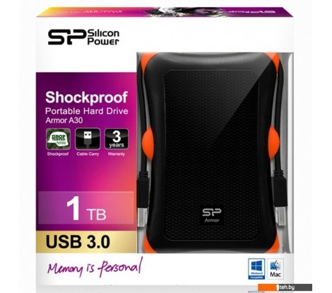  - Внешние жесткие диски Silicon-Power Armor A30 1TB Black (SP010TBPHDA30S3K) - Armor A30 1TB Black (SP010TBPHDA30S3K)