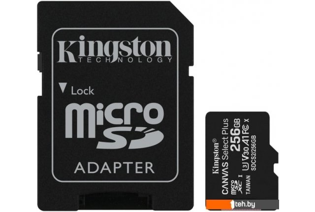 Карты памяти Kingston Canvas Select Plus microSDXC 256GB (с адаптером) Карты памяти Kingston Canvas Select Plus microSDXC 256GB (с адаптером)