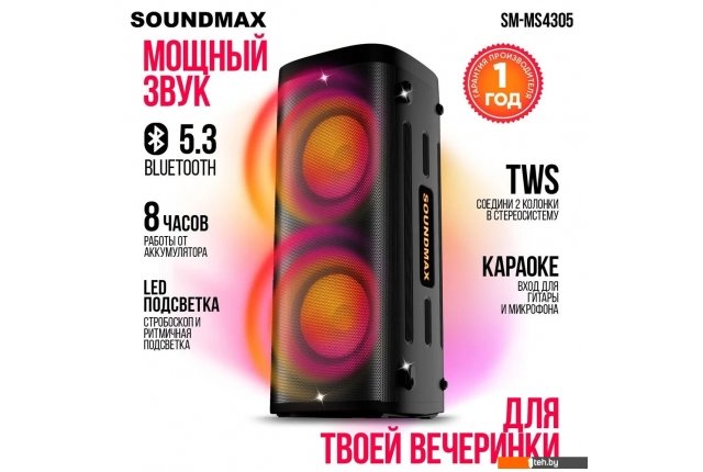 Беспроводные и портативные колонки Soundmax SM-MS4305 Беспроводные и портативные колонки Soundmax SM-MS4305