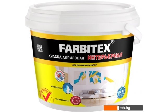 Краски и эмали Farbitex Акриловая интерьерная 25 кг (белый) Краски и эмали Farbitex Акриловая интерьерная 25 кг (белый)