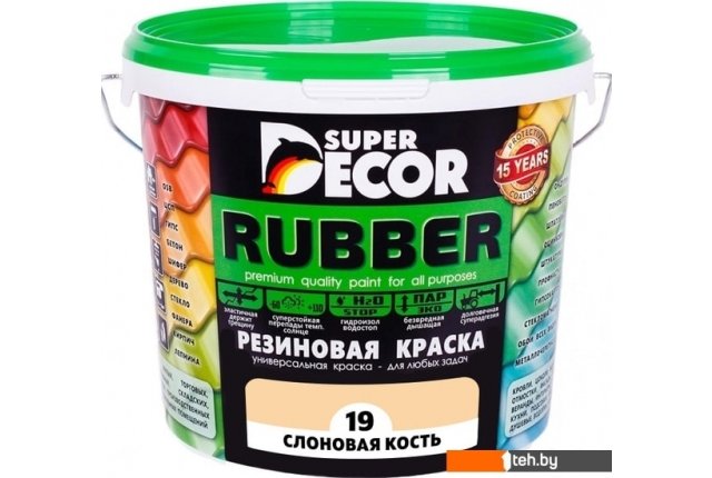 Краски и эмали Super Decor Rubber 6 кг (№19 слоновая кость) Краски и эмали Super Decor Rubber 6 кг (№19 слоновая кость)