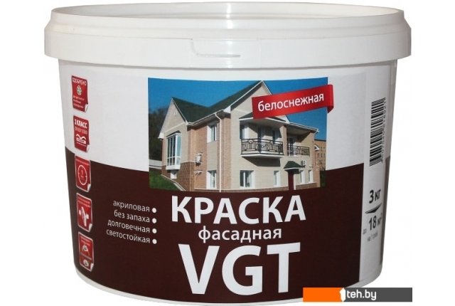 Краски и эмали VGT ВД-АК-1180 Фасадная Белоснежная (25 кг) Краски и эмали VGT ВД-АК-1180 Фасадная Белоснежная (25 кг)