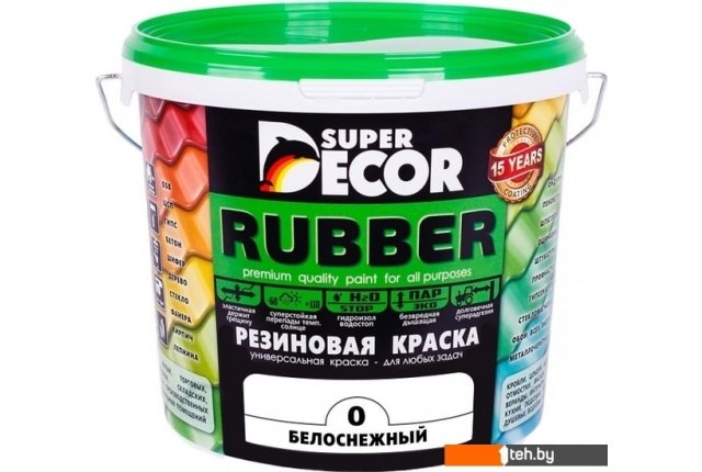 Краски и эмали Super Decor Rubber 6 кг (№00 белоснежный) Краски и эмали Super Decor Rubber 6 кг (№00 белоснежный)