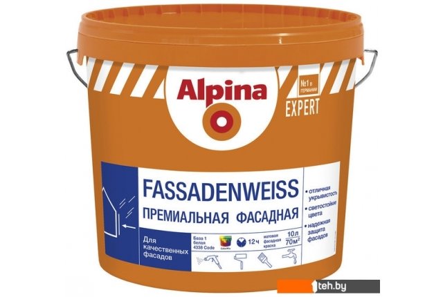 Краски и эмали Alpina Expert Fassadenweiss (База 1, 10 л) Краски и эмали Alpina Expert Fassadenweiss (База 1, 10 л)