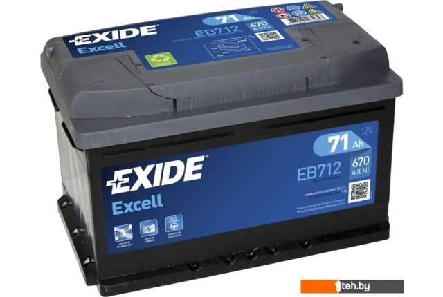 Автомобильные аккумуляторы Exide Excell EB712 (71 А/ч) Автомобильные аккумуляторы Exide Excell EB712 (71 А/ч)