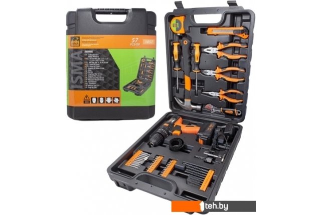 Шуруповерты, гайковерты, электроотвертки ISMA 1057 (с 1-им АКБ, кейс, набор оснастки) Шуруповерты, гайковерты, электроотвертки ISMA 1057 (с 1-им АКБ, кейс, набор оснастки)