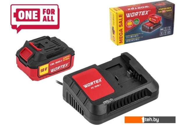 Аккумуляторы и зарядные устройства для инструмента Wortex 1329412 (18В/4.0 Ah + 18В) Аккумуляторы и зарядные устройства для инструмента Wortex 1329412 (18В/4.0 Ah + 18В)