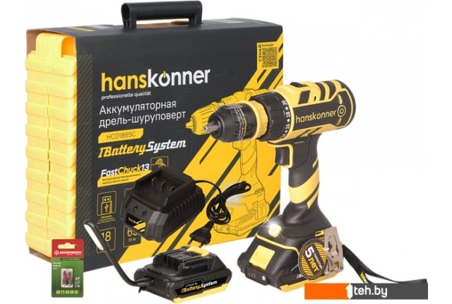 Шуруповерты, гайковерты, электроотвертки Hanskonner HCD1865C (с 2-мя АКБ, кейс) Шуруповерты, гайковерты, электроотвертки Hanskonner HCD1865C (с 2-мя АКБ, кейс)