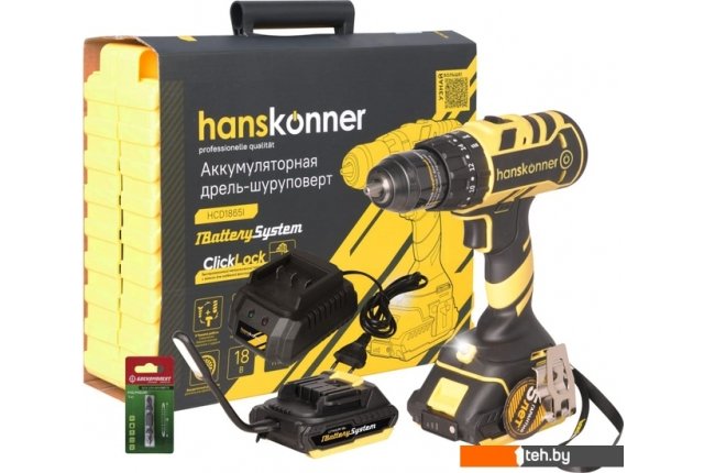 Шуруповерты, гайковерты, электроотвертки Hanskonner HCD1865I (с 2-мя АКБ, кейс) Шуруповерты, гайковерты, электроотвертки Hanskonner HCD1865I (с 2-мя АКБ, кейс)