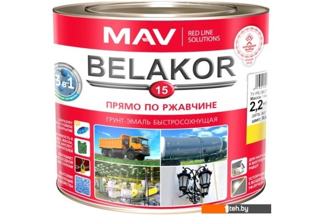 Краски и эмали MAV Belakor-15 Ral1023 2.4 л (матовый желтый) Краски и эмали MAV Belakor-15 Ral1023 2.4 л (матовый желтый)