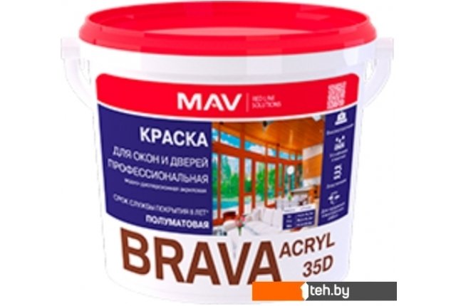 Краски и эмали Brava Acryl 35D ВД-АК-1035Д 3 л (белый полуматовый) Краски и эмали Brava Acryl 35D ВД-АК-1035Д 3 л (белый полуматовый)