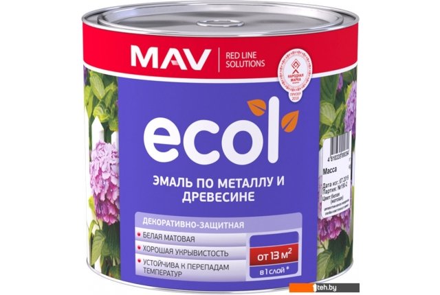 Краски и эмали MAV Ecol ПФ-115 С 11 кг (белый матовый) Краски и эмали MAV Ecol ПФ-115 С 11 кг (белый матовый)