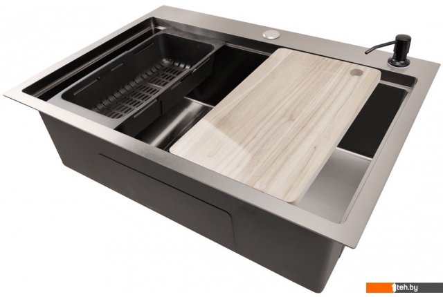 Кухонные мойки Stellar S6050NB-A (нано черный, c доской) Кухонные мойки Stellar S6050NB-A (нано черный, c доской)