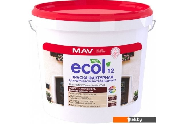 Краски и эмали Ecol 12 фактурная ВД-АК-1312 15 кг (белый) Краски и эмали Ecol 12 фактурная ВД-АК-1312 15 кг (белый)