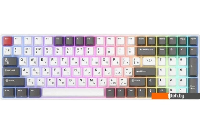 Клавиатуры Royal Kludge RK100 RGB (белый/серый, RK Red) Клавиатуры Royal Kludge RK100 RGB (белый/серый, RK Red)