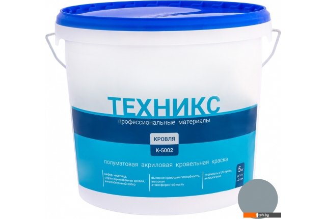 Краски и эмали Техникс Для кровли К-5002 5 кг (серый) Краски и эмали Техникс Для кровли К-5002 5 кг (серый)