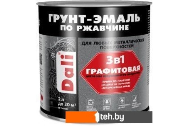 Краски и эмали Dali Графитовая по ржавчине 3 в 1 2 л (серо-синий) Краски и эмали Dali Графитовая по ржавчине 3 в 1 2 л (серо-синий)