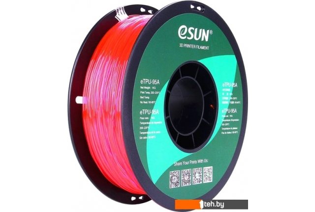 Расходные материалы и аксессуары для 3D-печати eSUN eTPU-95A 1.75 мм 1000 г (розовый полупрозрачный) Расходные материалы и аксессуары для 3D-печати eSUN eTPU-95A 1.75 мм 1000 г (розовый полупрозрачный)