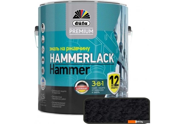 Краски и эмали Dufa Premium Hammerlack на ржавчину мо лотковая (2.5 л, черный) Краски и эмали Dufa Premium Hammerlack на ржавчину мо лотковая (2.5 л, черный)