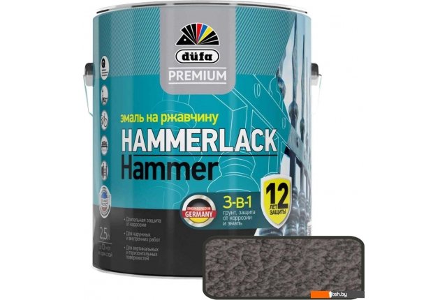 Краски и эмали Dufa Premium Hammerlack на ржавчину мо лотковая (2.5 л, темно-серый) Краски и эмали Dufa Premium Hammerlack на ржавчину мо лотковая (2.5 л, темно-серый)